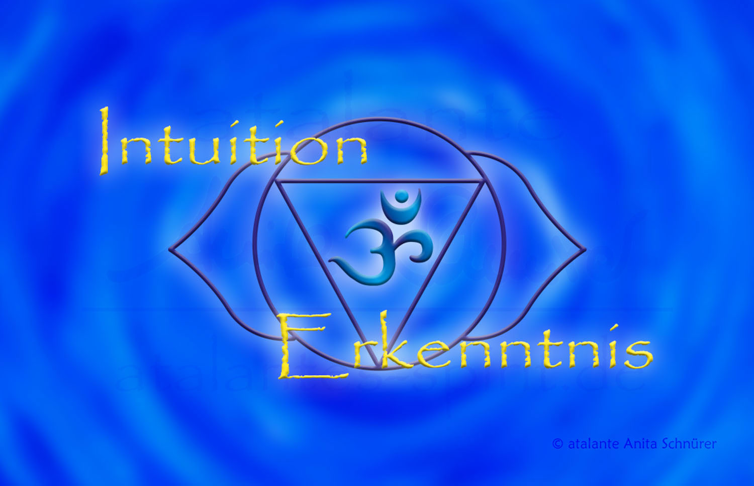 Blume des Lebens Energiekärtchen | Detailansicht Rueckseite Stirnchakra dunkelblau | designed by atalantes spirit®