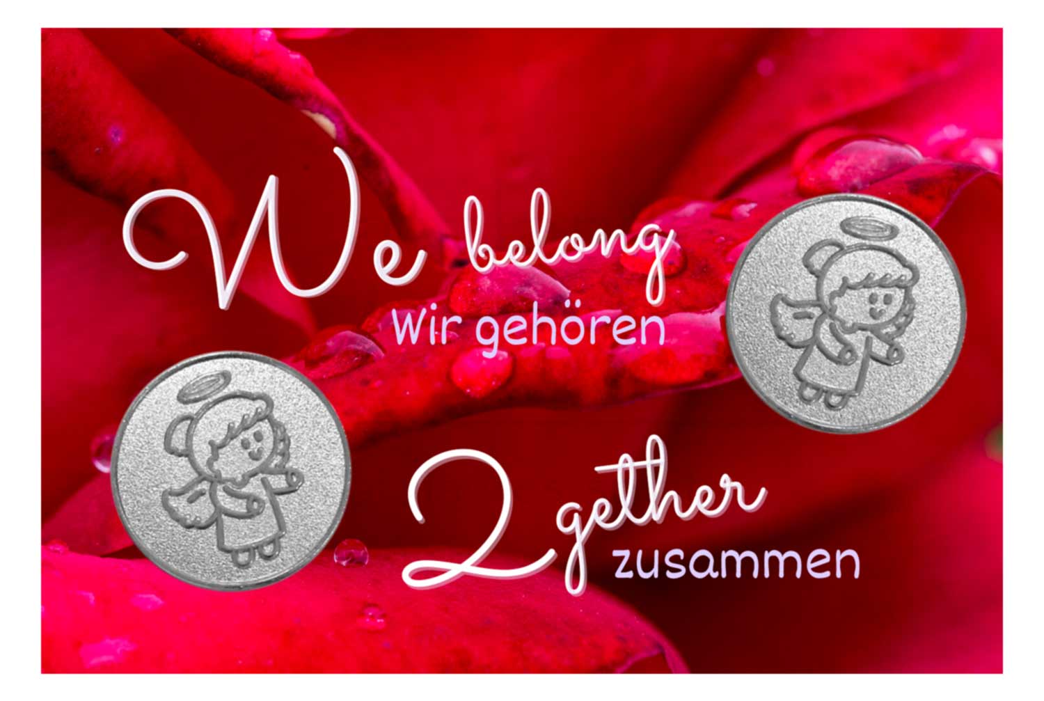 Engelige Grüße - Wir gehören zusammen - Schutzengel Lovely Lilli silber - Engelkärtchen rot VS - by atalantes spirit