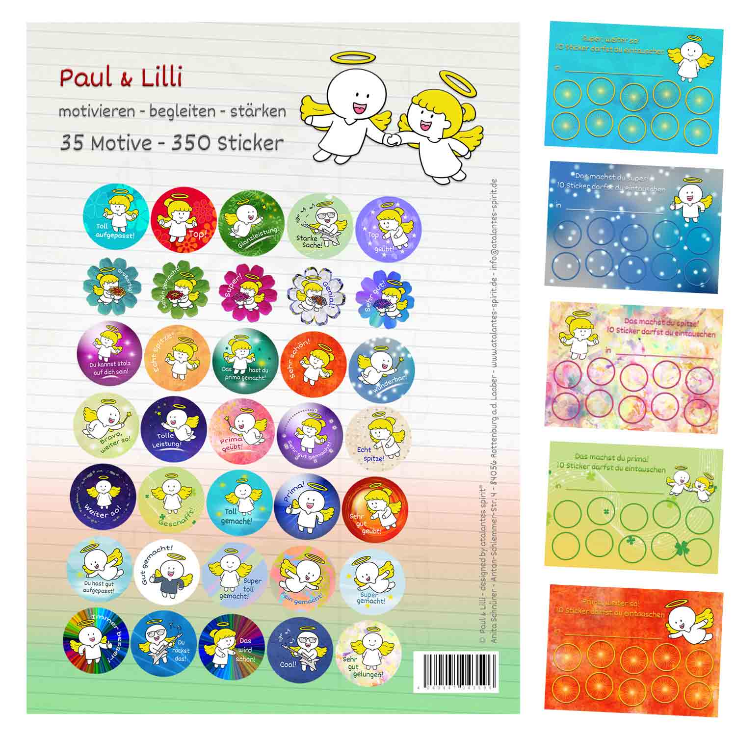Motivationsaufkleber_Belohnungssticker_Sammelkarten_Set_Paul-&-Lilli_Schutzengel_designed-&-copyright-by-atalante
