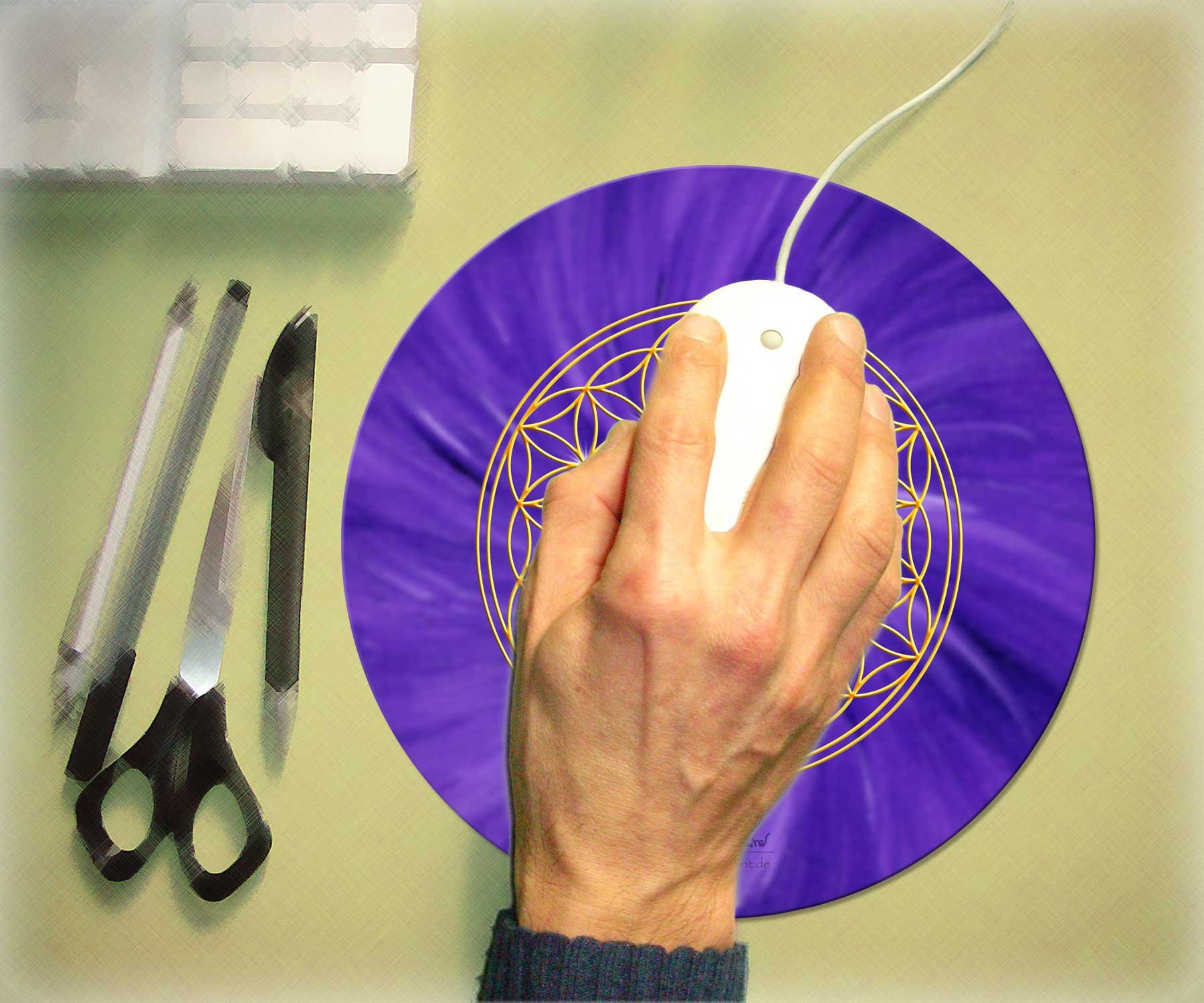 Blume des Lebens Mauspad | Farbe violett | Kronenchakra | Ansicht | designed by atalantes spirit®