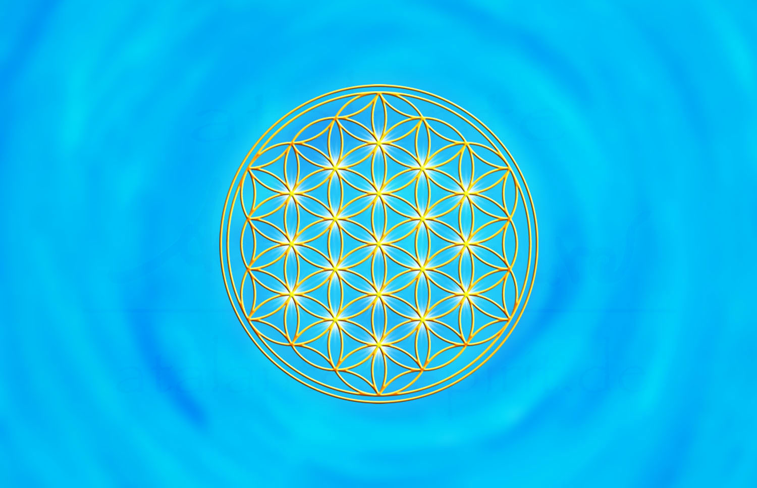 Blume des Lebens Energiekärtchen | Detailansicht Vorderseite Halschakra hellblau | designed by atalantes spirit®