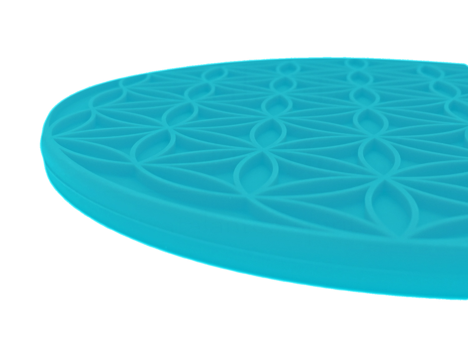 Blume des Lebens Topfuntersetzer AQUA | Farbe hellblau | Seitenansicht