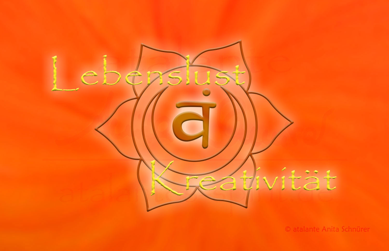 Blume des Lebens Energiekärtchen | Detailansicht Rueckseite Sakralchakra orange | designed by atalantes spirit®