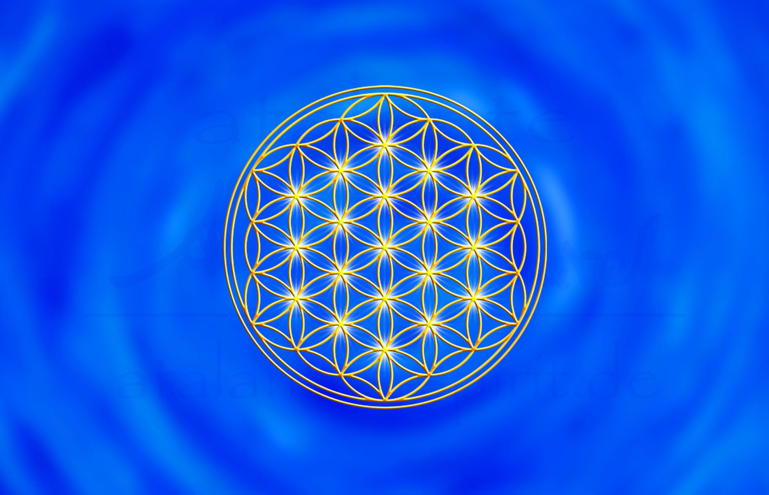 Blume des Lebens Energiekärtchen | Detailansicht Vorderseite Stirnchakra dunkelblau | designed by atalantes spirit®