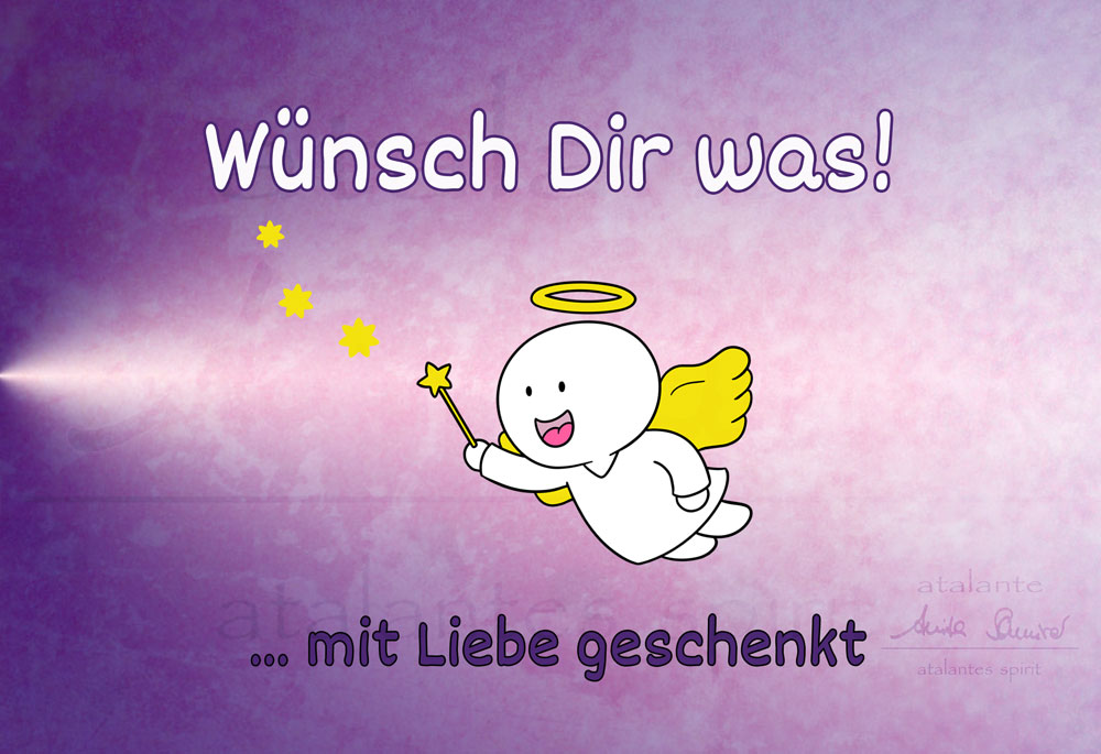 Schutzengel Glücksmünze "Wünsch Dir was" im Organzasäckchen | Engel Magic Paul | Farbe silber | Geschenkkärtchen | designed by atalantes spirit®