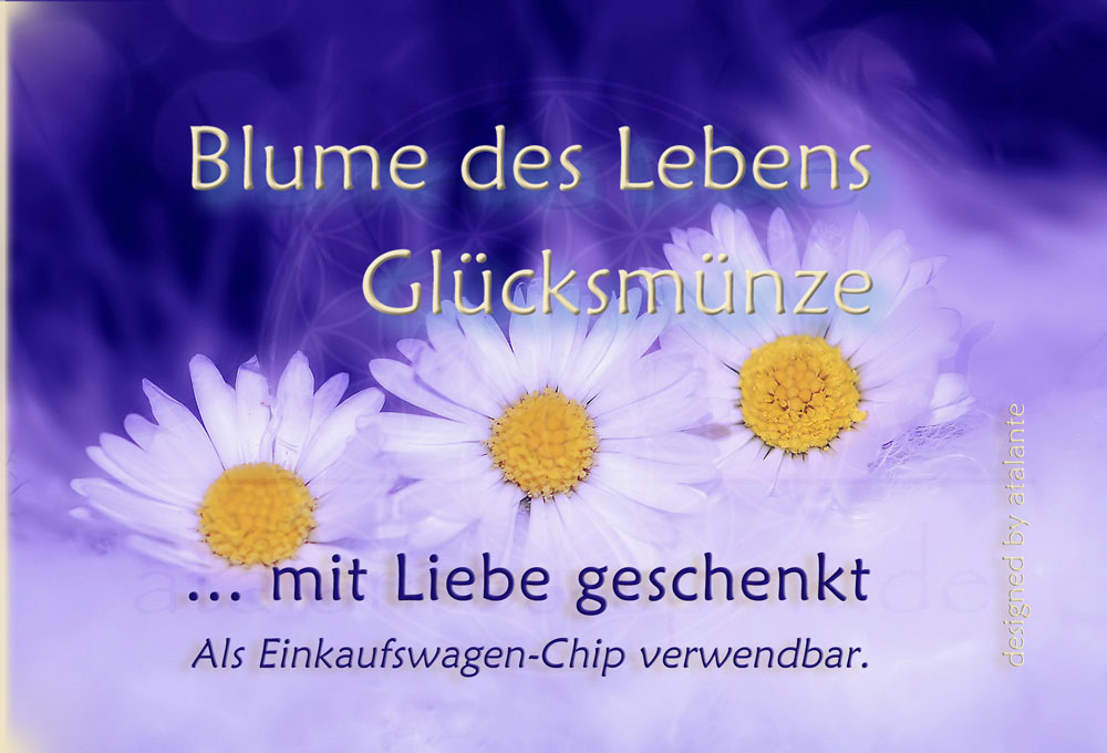 Blume des Lebens Glücksmünze "Danke" im Organzasäckchen | Farbe gold | Geschenkkärtchen | EnerChrom® ist eine Marke von atalantes spirit®