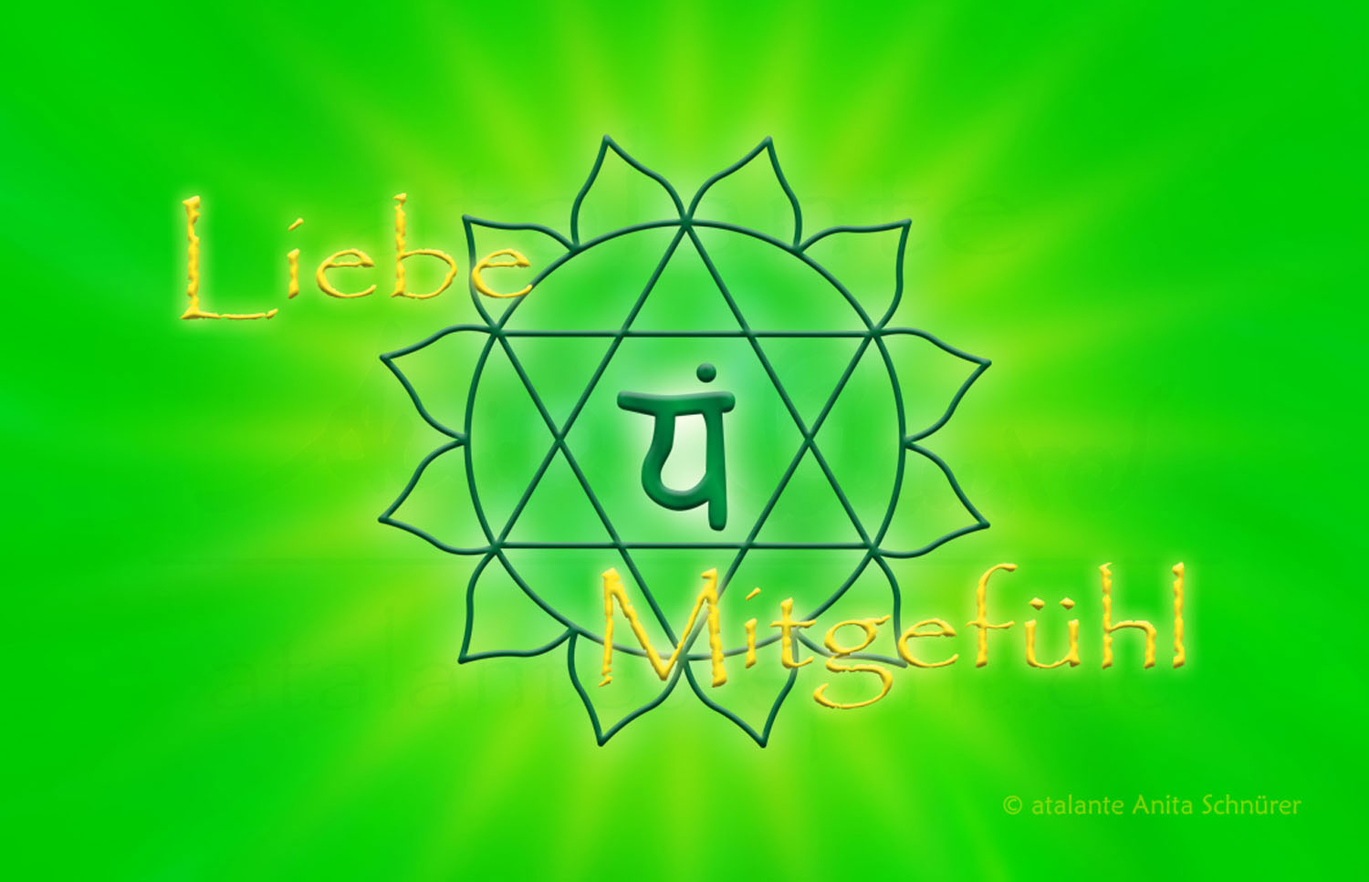 Blume des Lebens Energiekärtchen | Detailansicht Rueckseite Herzchakra grün | designed by atalantes spirit®