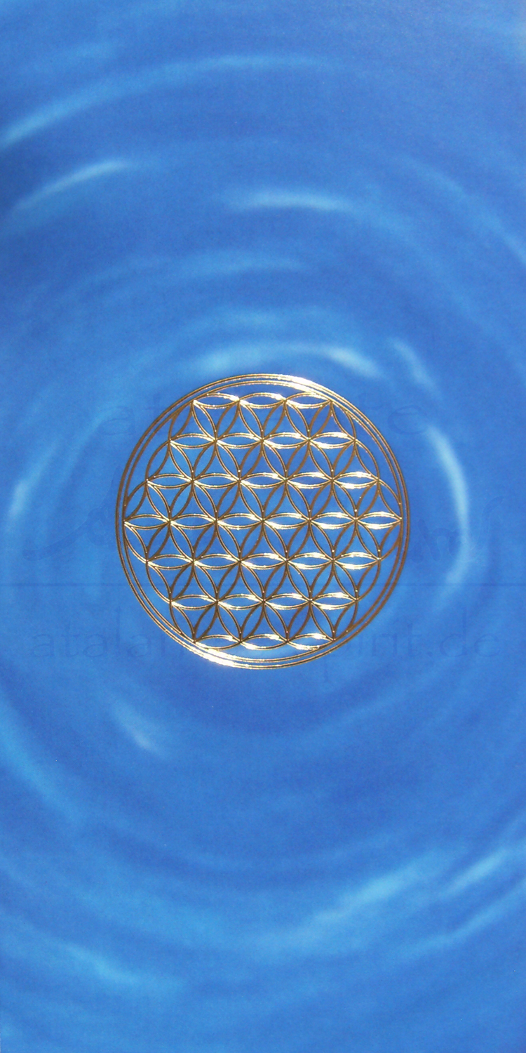 Blume des Lebens Lesezeichen mit goldener Reliefprägung | Stirnchakra dunkelblau | designed by atalantes spirit®