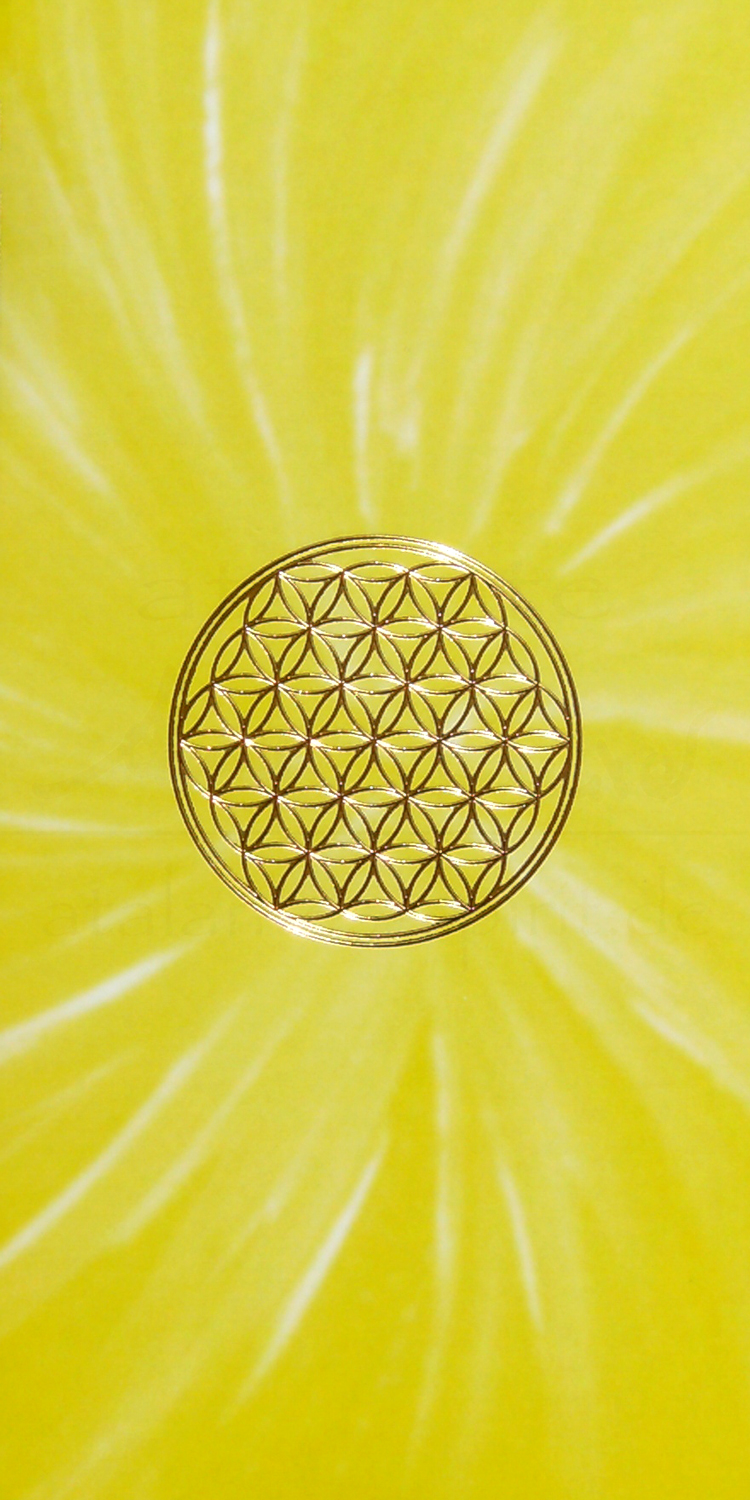 Blume des Lebens Lesezeichen mit goldener Reliefprägung | Solarplexus-Chakra gelb | designed by atalantes spirit®