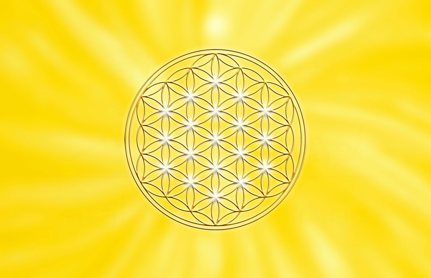 Blume des Lebens Energiekärtchen | Detailansicht Vorderseite Solarplexus-Chakra gelb | designed by atalantes spirit®