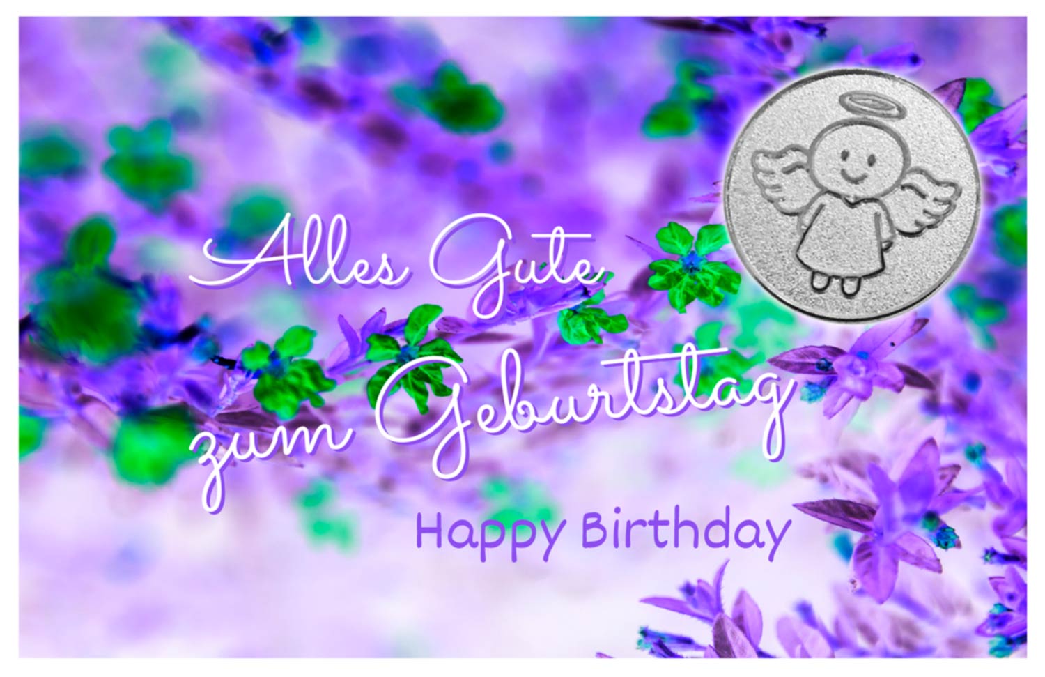 Engelige Grüße - Geburtstag | Happy Birthday - Schutzengel Smiling Paul silber - Engelkärtchen bunt VS - by atalantes spirit