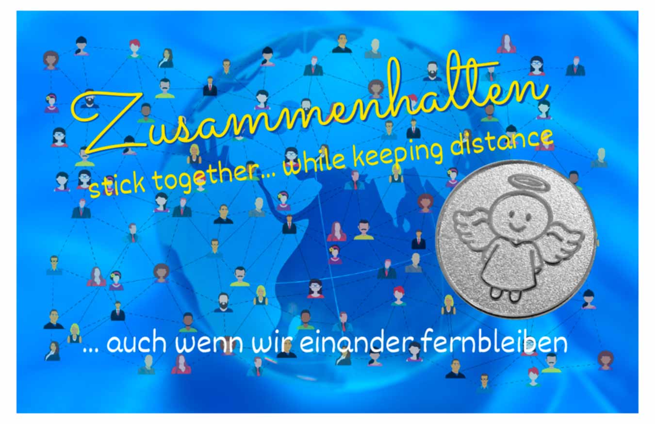 Engelige Grüße - Zusammenhalten - Schutzengel Smiling Paul silber - Engelkärtchen blau VS - by atalantes spirit