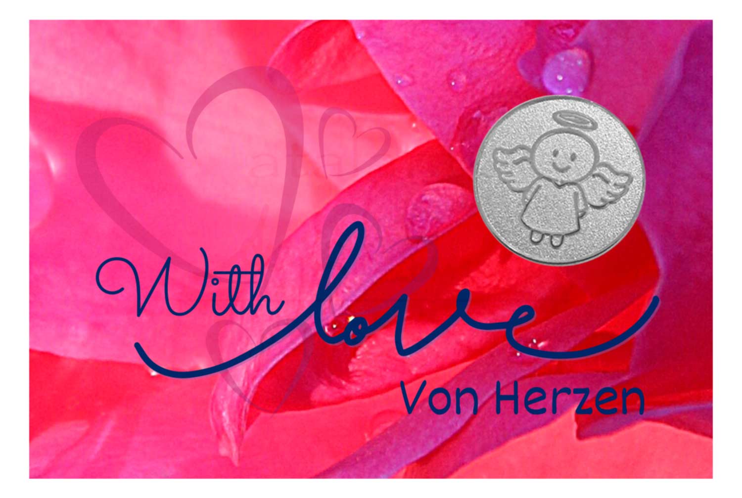 Engelige Grüße - Von Herzen - Schutzengel Smiling Paul silber - Engelkärtchen pink VS - by atalantes spirit
