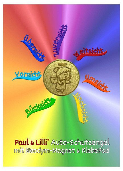 Schutzengel Lovely Lilli Auto-Magnet als Glücksbringer auf Flyer | Farbe gold | designed by atalantes spirit®