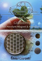 Blume des Lebens Auto-Magnet als Glücksbringer auf Flyer | Farbe BiColor | designed by atalantes spirit®